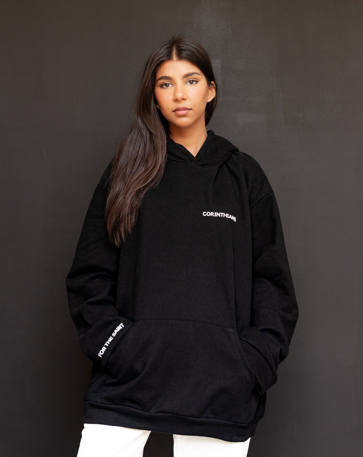 CORINTHIANS BIBLE VERSE UNISEX HOODIE BLACK